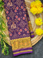 Dark Purple Fusion Design Handwoven Patola Silk Saree