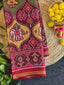 Three Motifs With Three Color Handwoven Patola Silk Saree