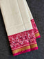 White Plain Gala with Designer Blouse Handwoven Patola Silk Saree