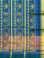 Royal Blue Pan-Chanda Traditional Design Handwoven Patola Silk Saree