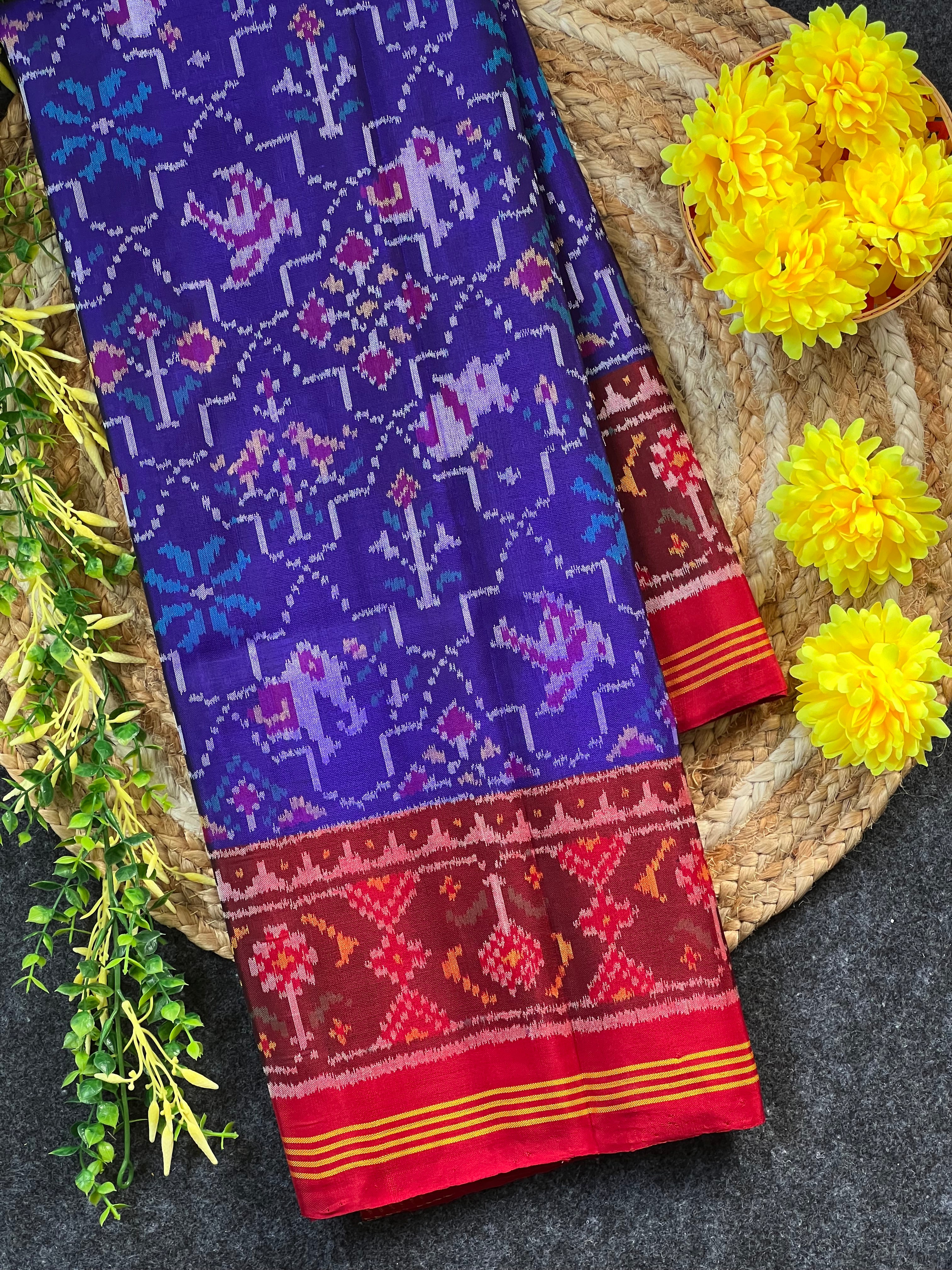 Motif Design With Blue Color Handwoven Patola Silk Saree Main image