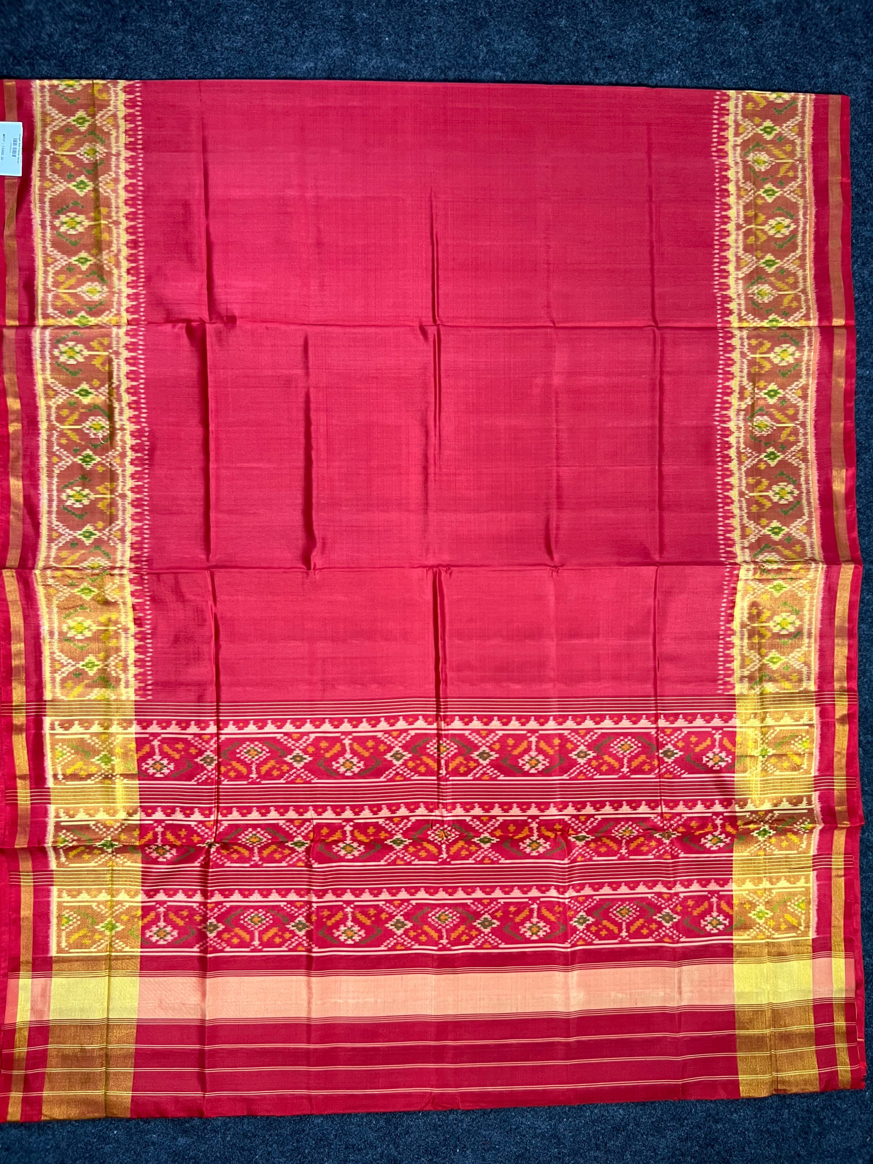 Red Gala Border Handwoven Patola Silk Saree