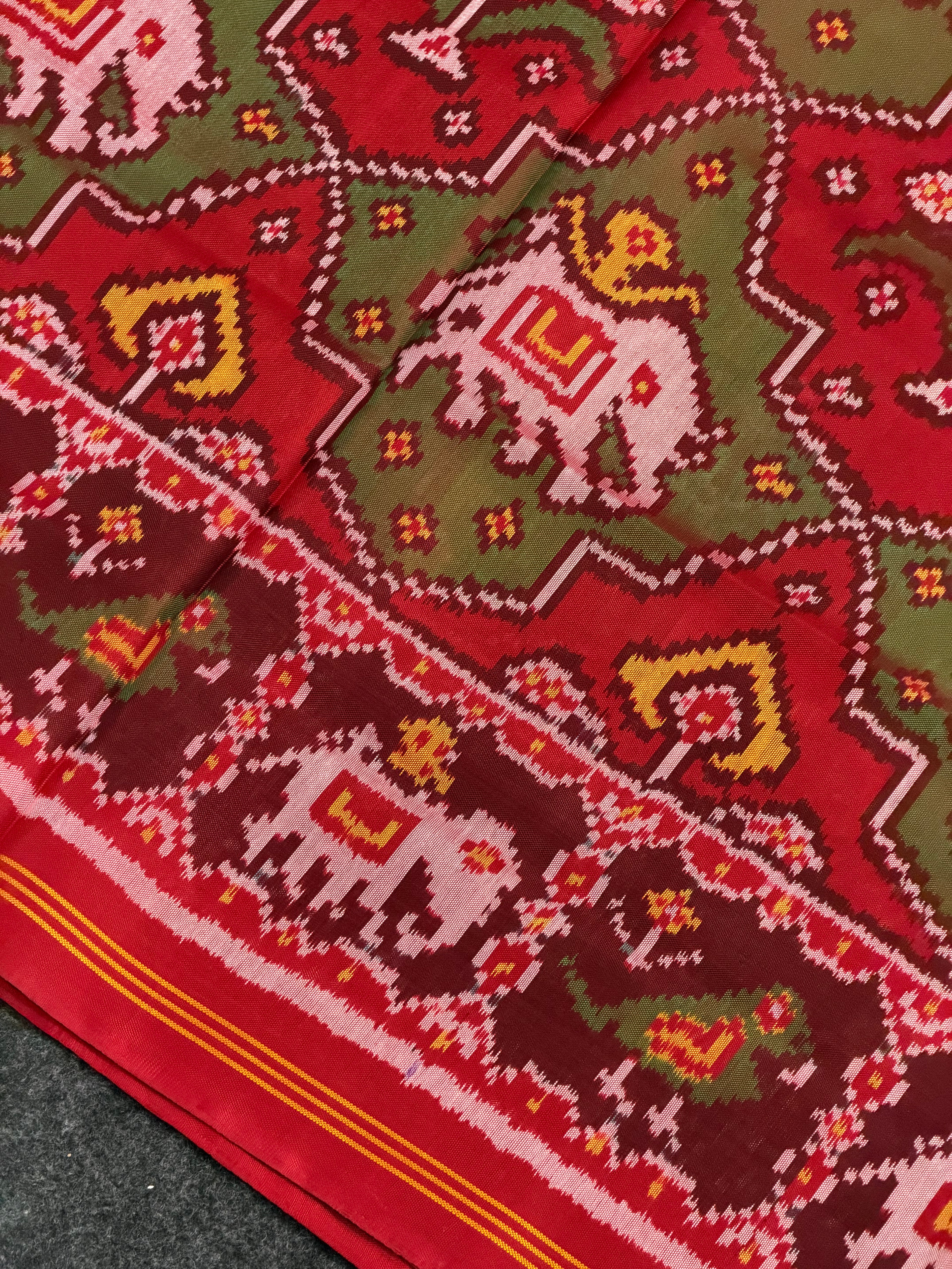 Handwoven Patola Silk Saree Elephant Designer