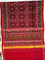 Red Navratna Traditional Design Handwoven Patola Silk Saree