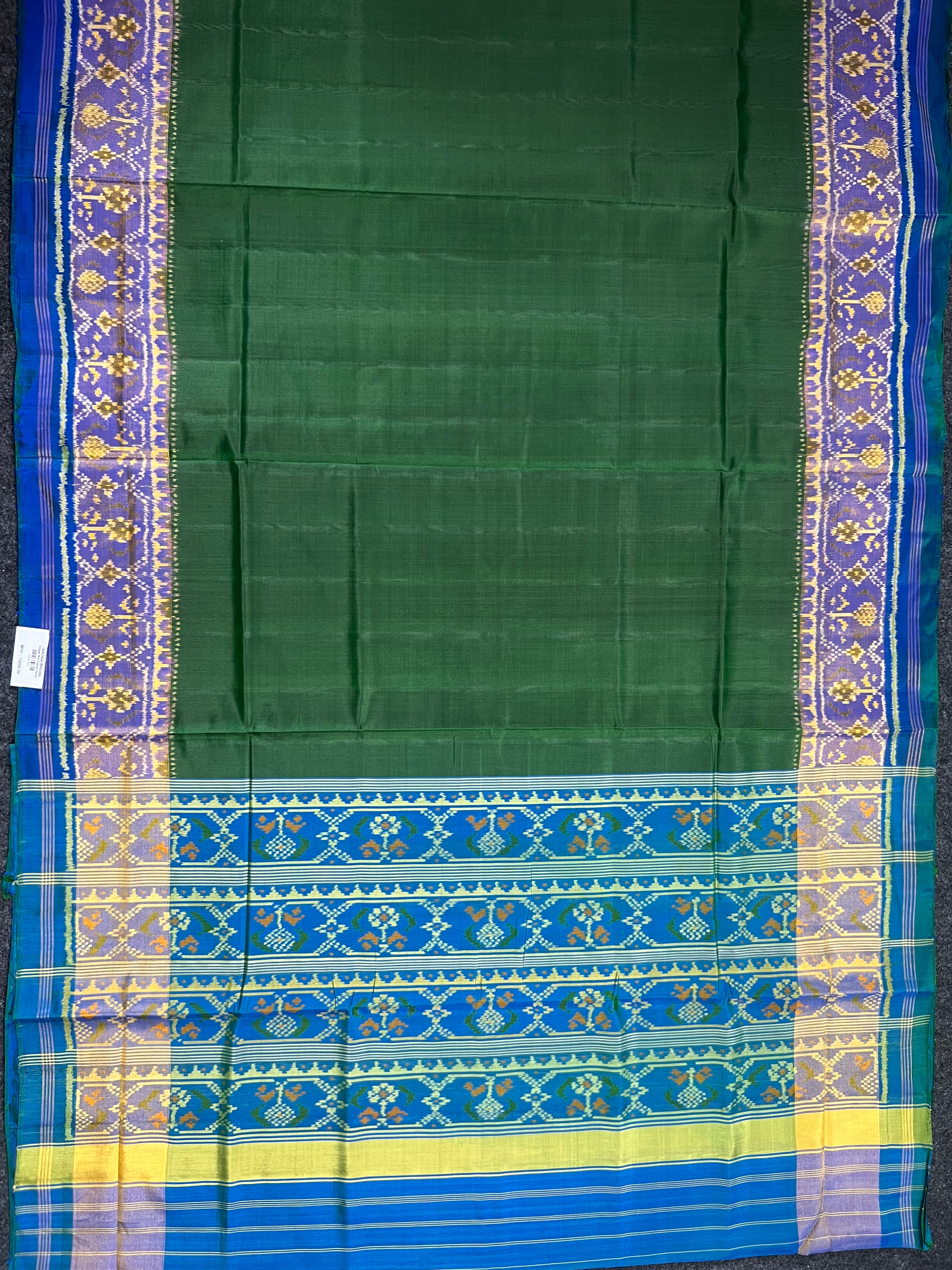 Plain Gala Border Handwoven Patola Silk Saree