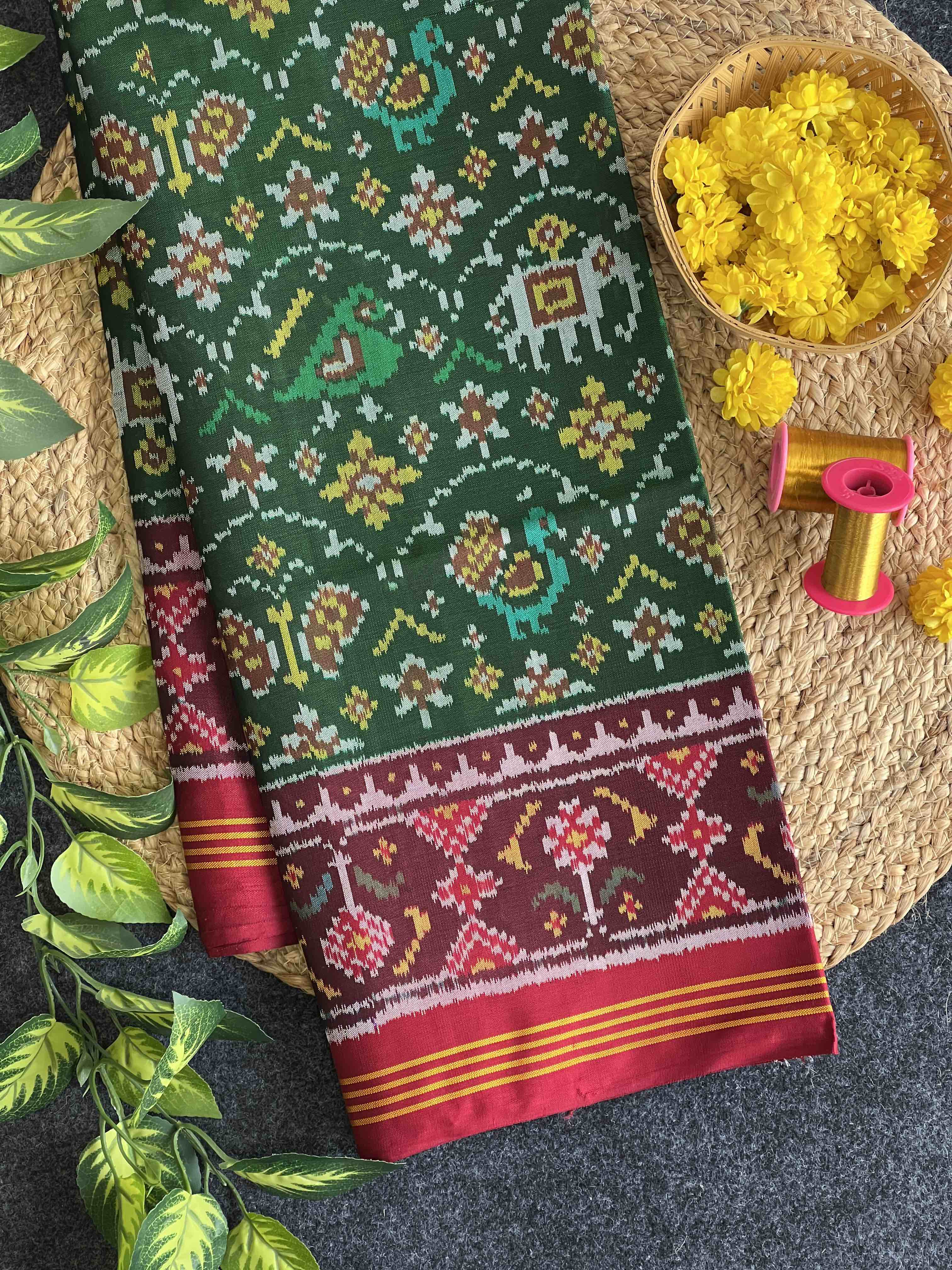 Small Motif Design Handwoven Patola Silk Saree