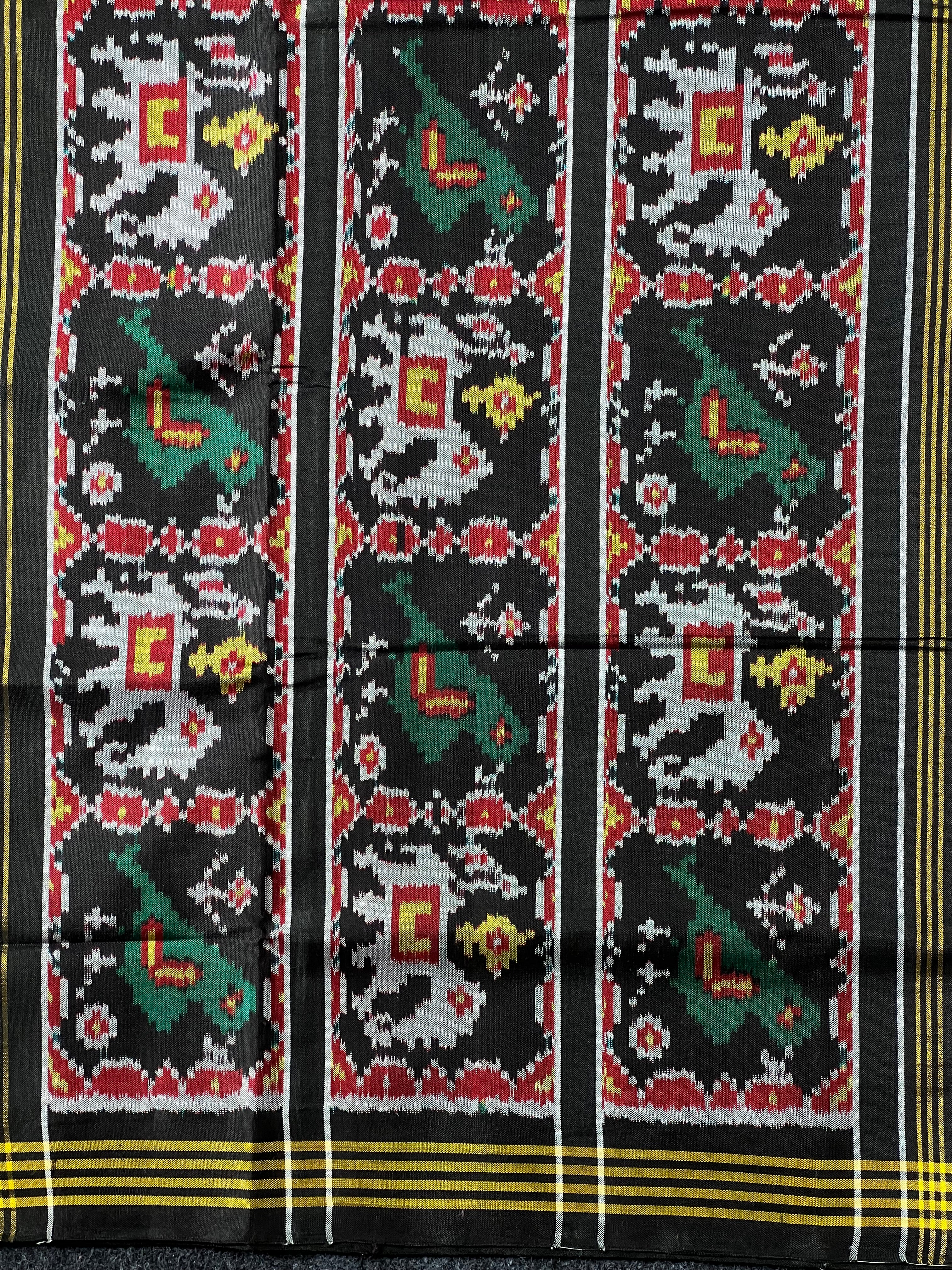Black Motif Design Handwoven Patola Silk Saree