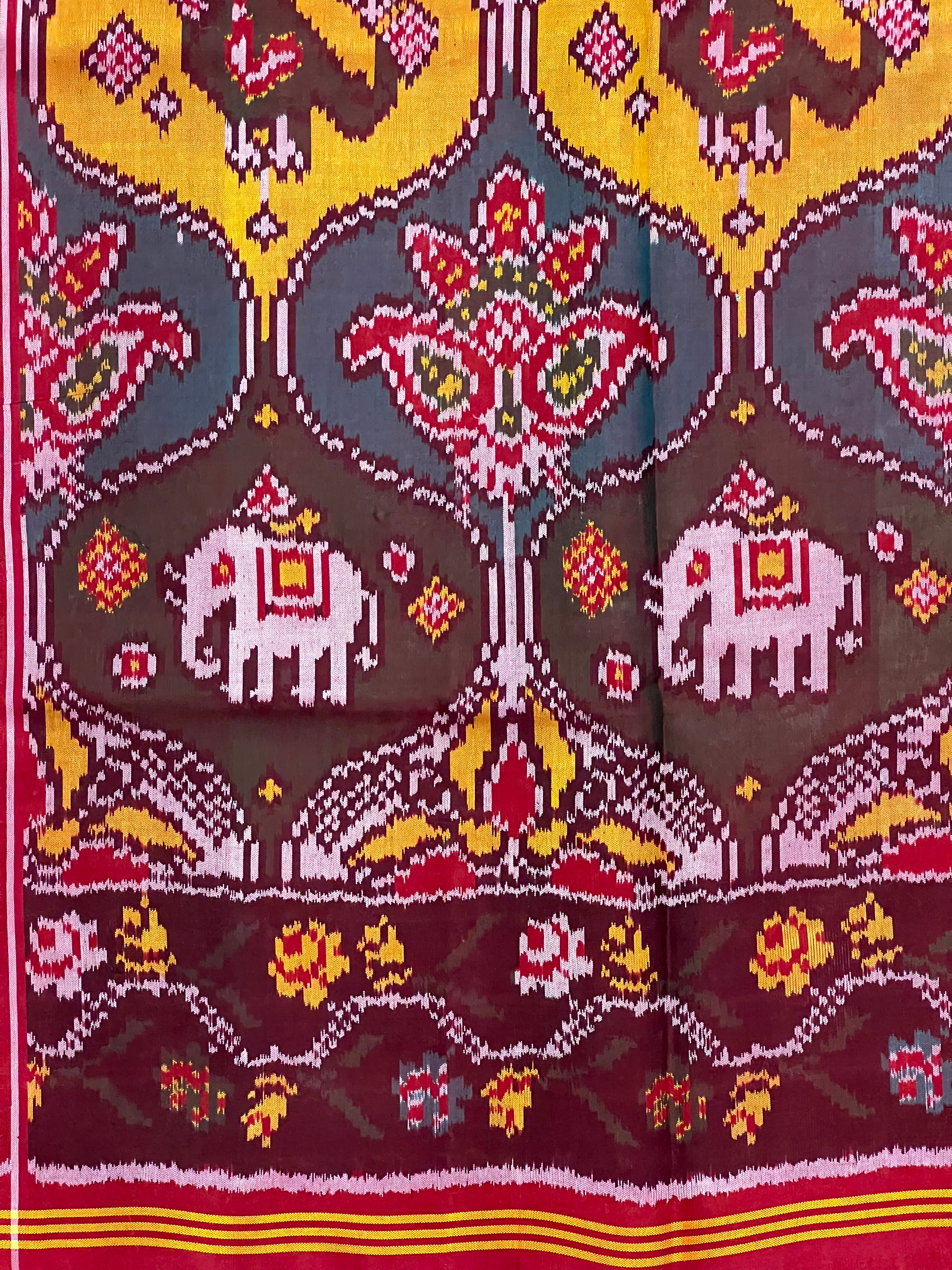 Big Motifs Design Handwoven Patola Silk Saree