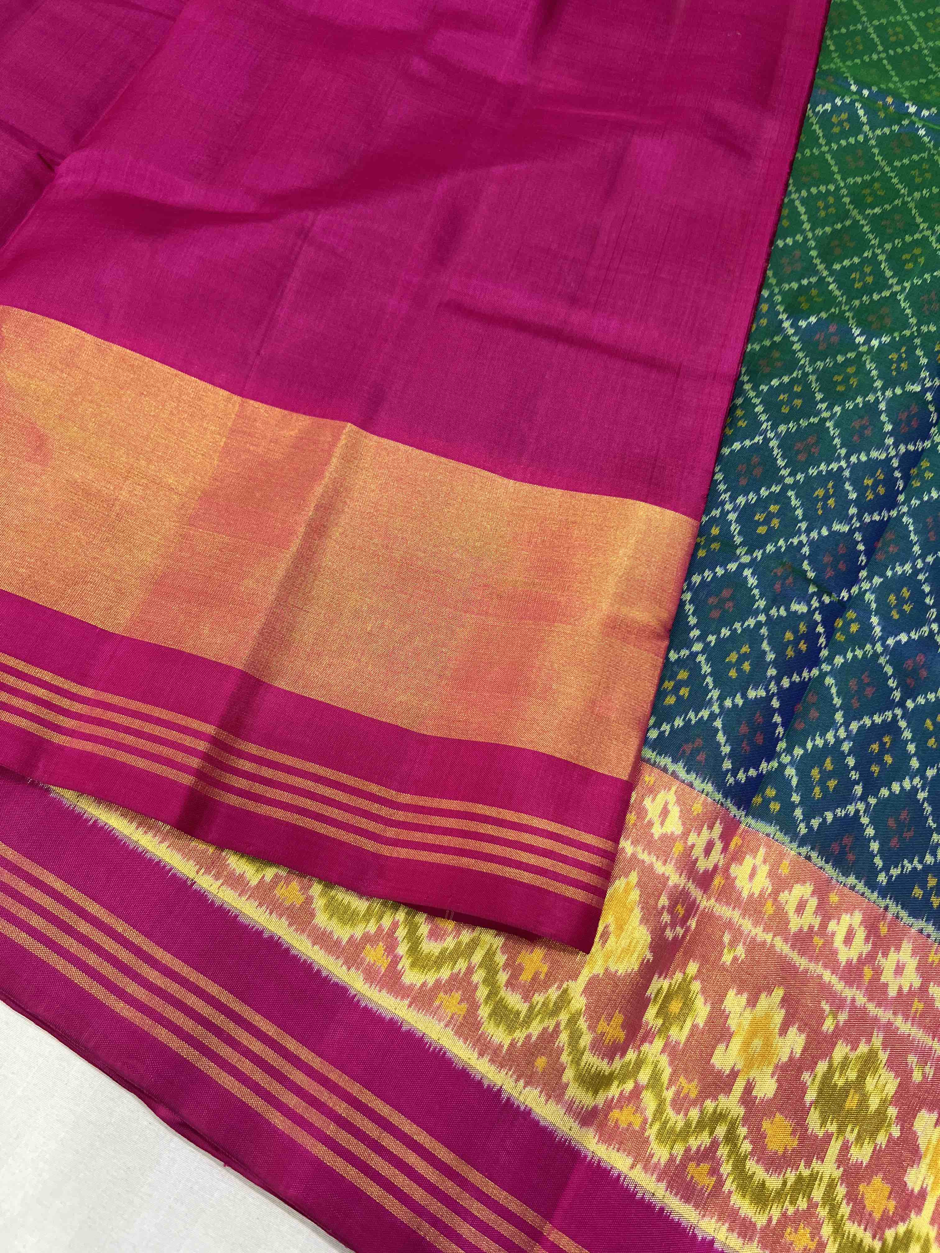 Button-ful Design Handwoven Patola Silk Saree