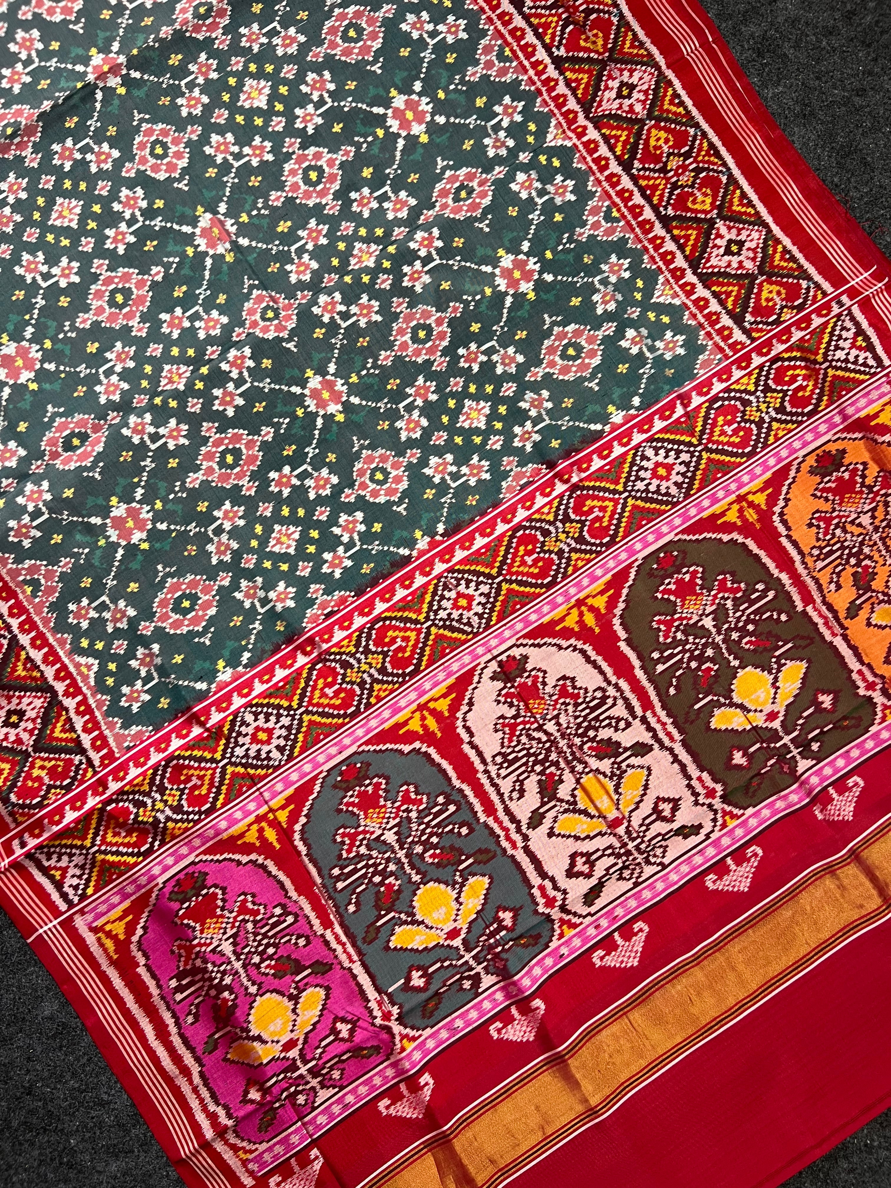 Navratna Traditional Design Handwoven Patola Silk Saree Secondary image