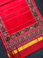 Plain Red With Designer Blouse Handwoven Patola Silk Saree