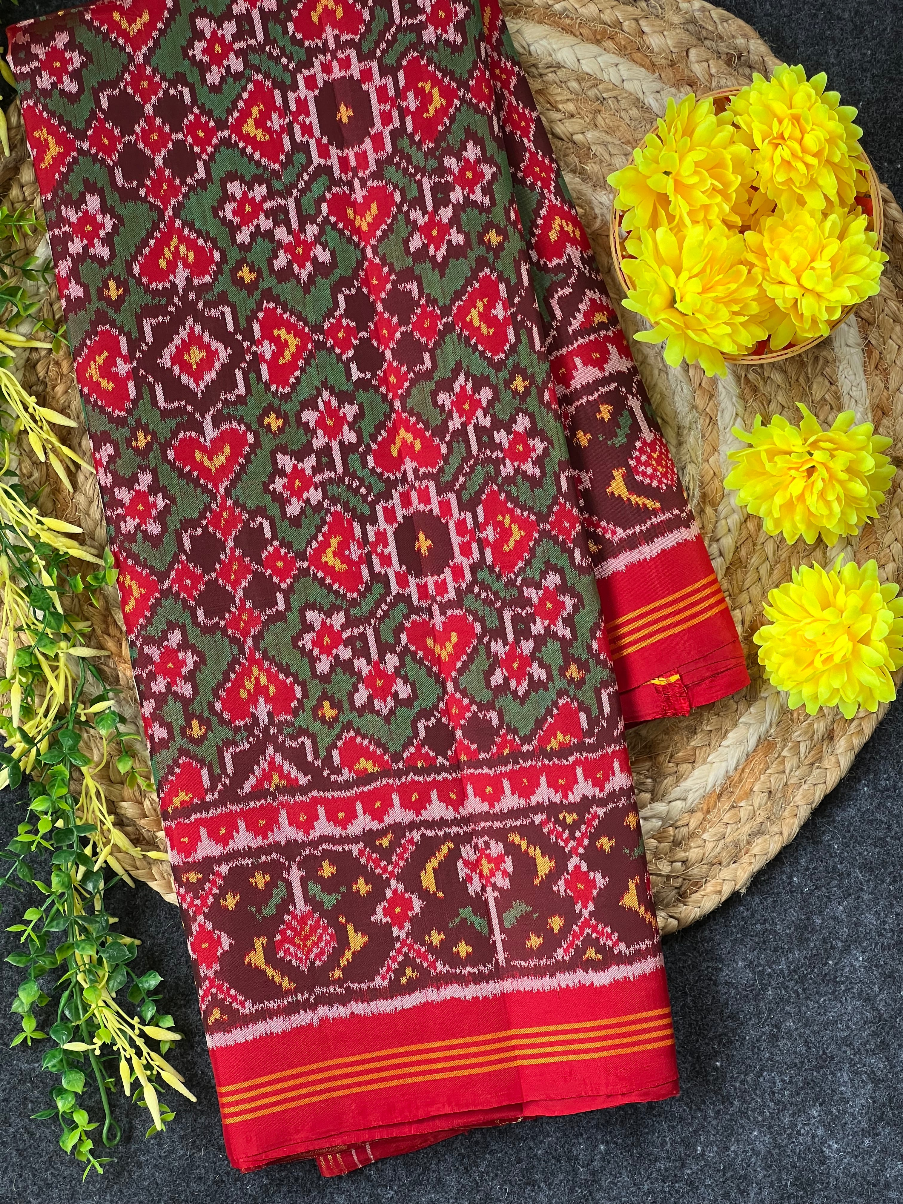 Navratna-Manekchowk Design Handwoven Patola Silk Saree