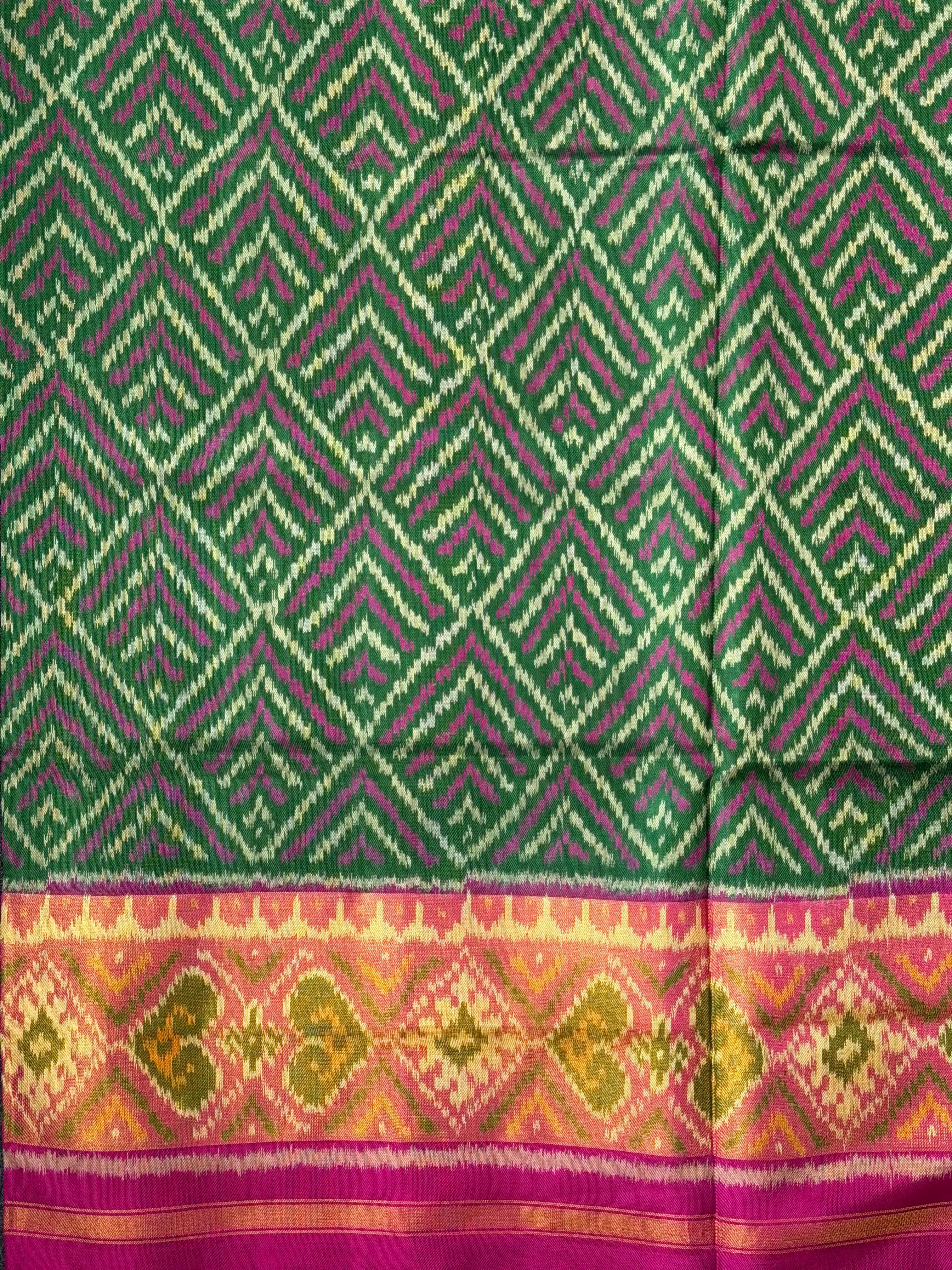 Green Fancy Design Handwoven Patola Silk Saree