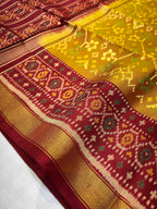Handwoven Patola Silk Saree Navratna mustard & red
