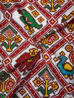 Handwoven Double Ikat Patola Silk Saree Adtala White