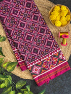 Handwoven Double Ikat Patola Silk Saree Bandhani Design