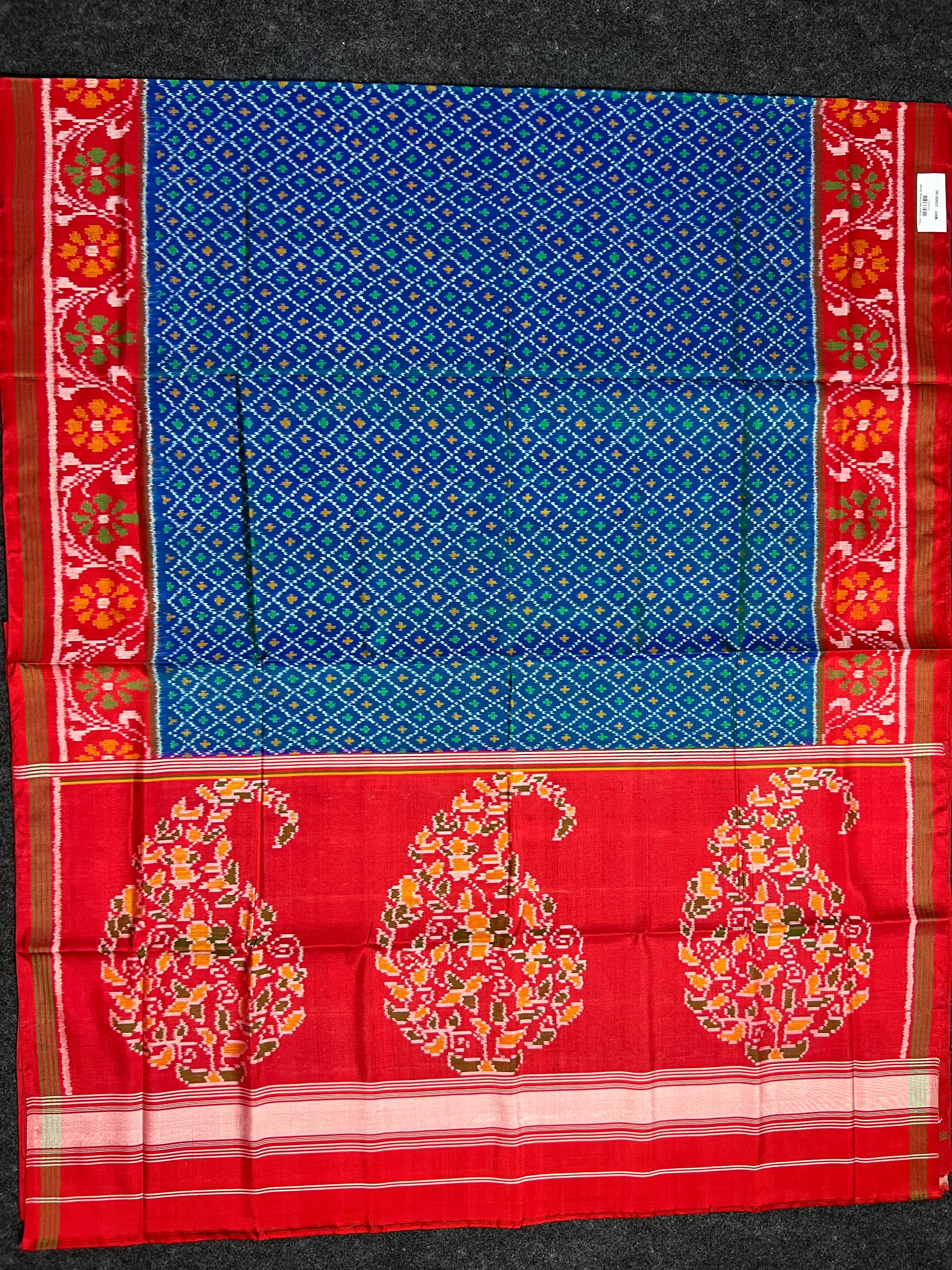 Button-Ful Traditional Design Handwoven Patola Silk Saree Secondary image