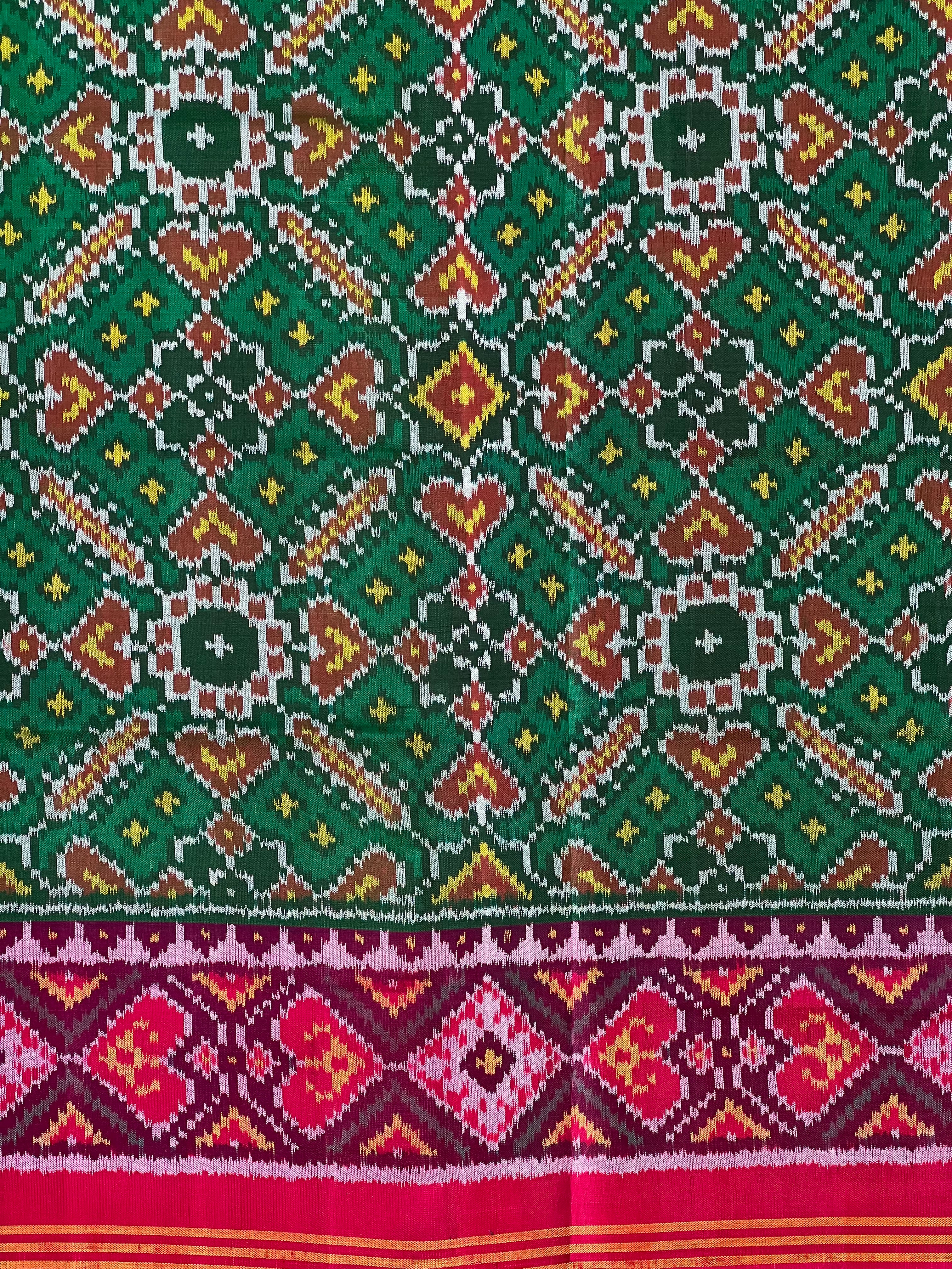 Green Manekchowk Traditional Design Handwoven Patola Dupatta