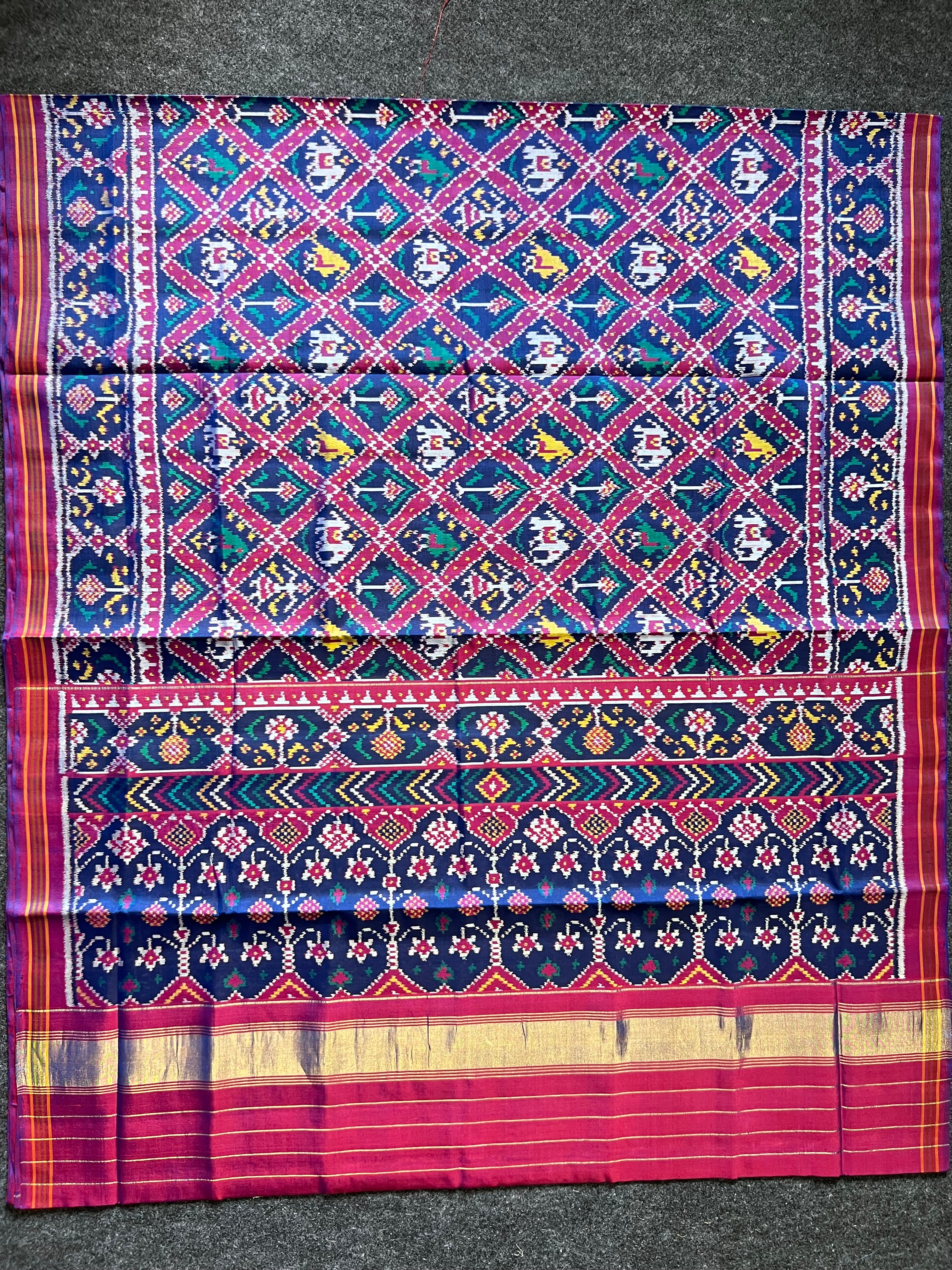 Typical Narikunj Design Handwoven Patola Silk Saree