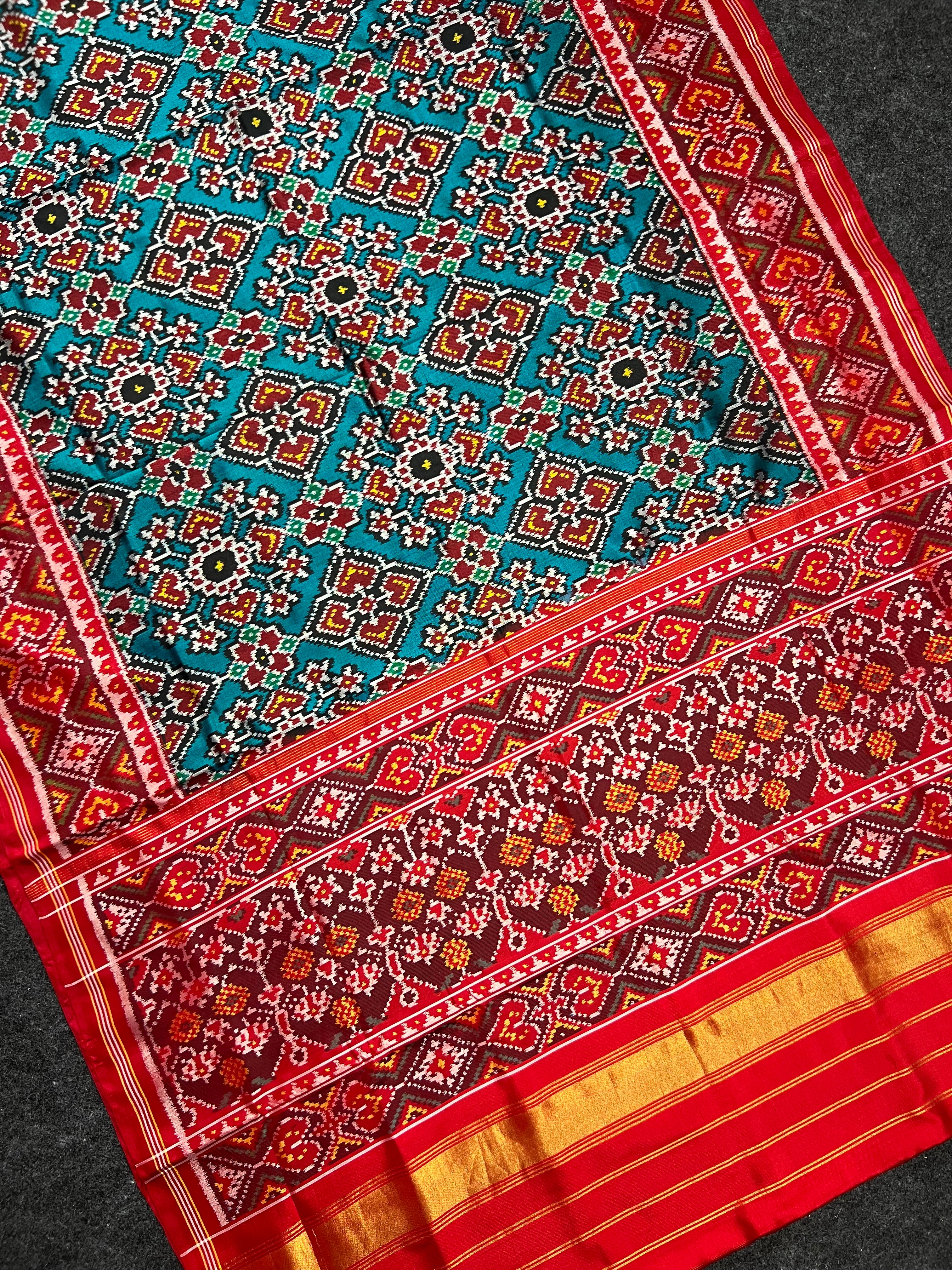 Navratna-Manekchowk Traditional Design Handwoven Patola Silk Saree