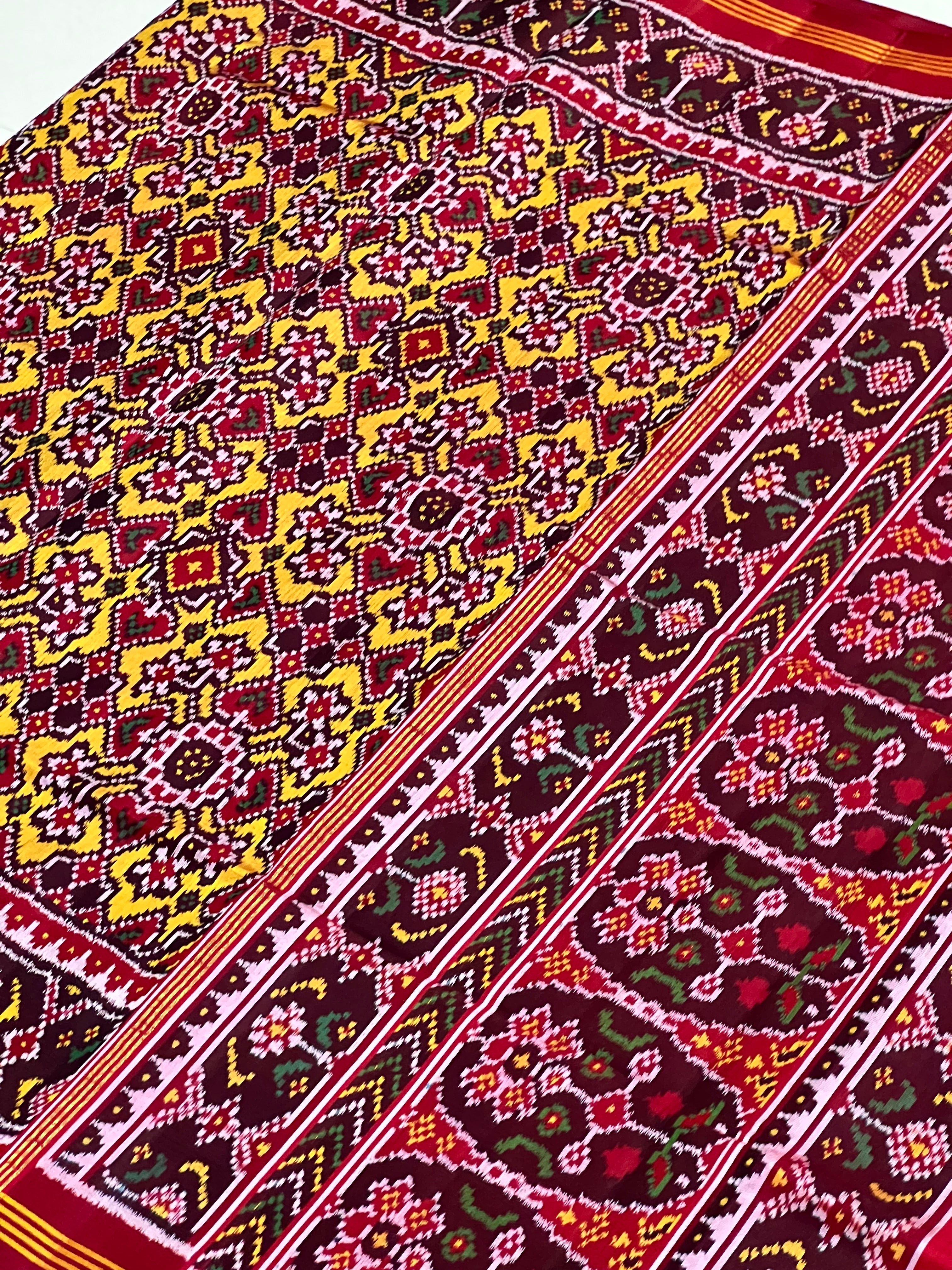 Navratna-Menekchowk Traditional Design Handwoven Patola Silk Saree