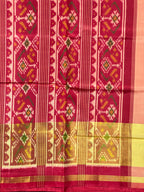 Red Gala Border Handwoven Patola Silk Saree