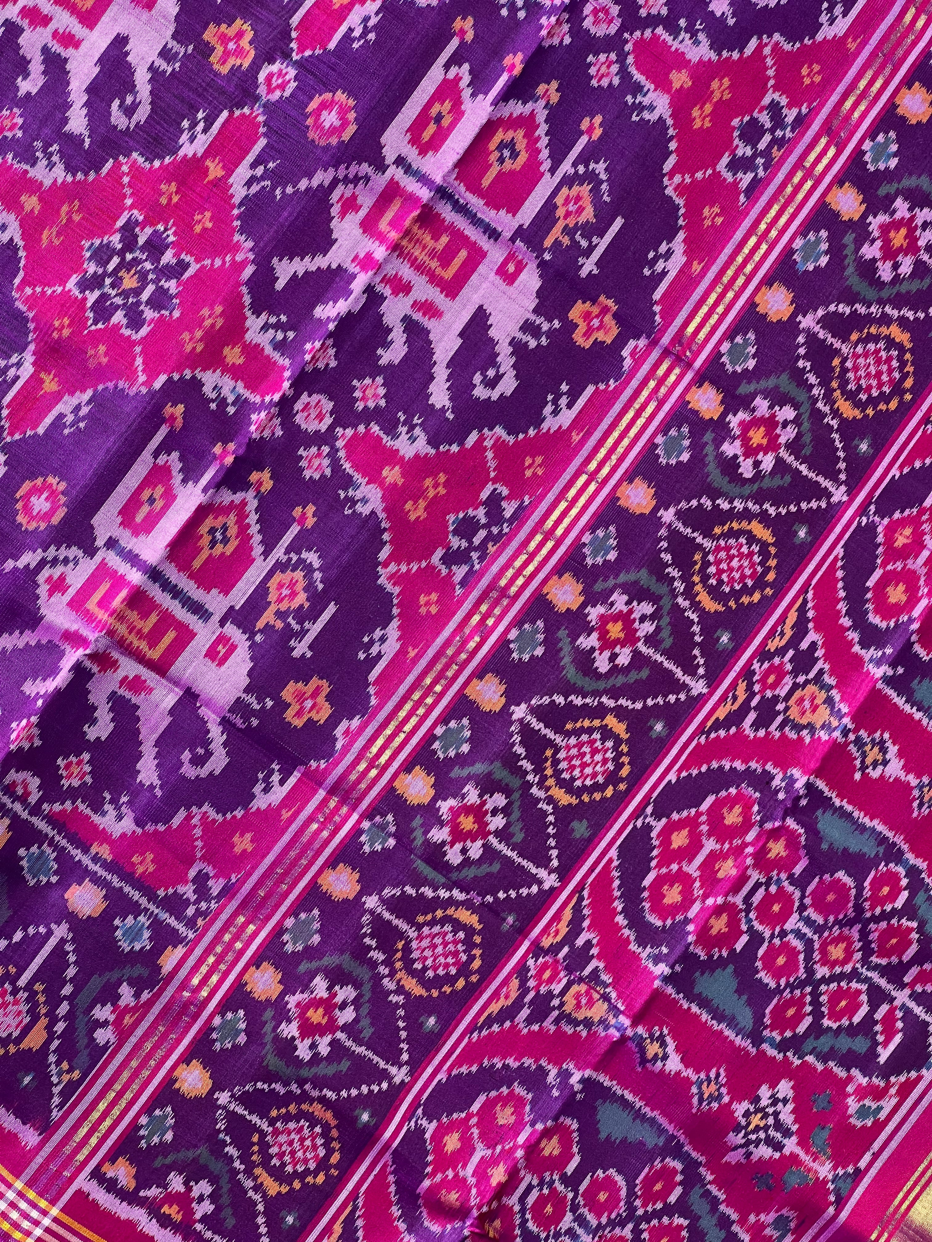 Elephant Design Handwoven Patola Silk Saree
