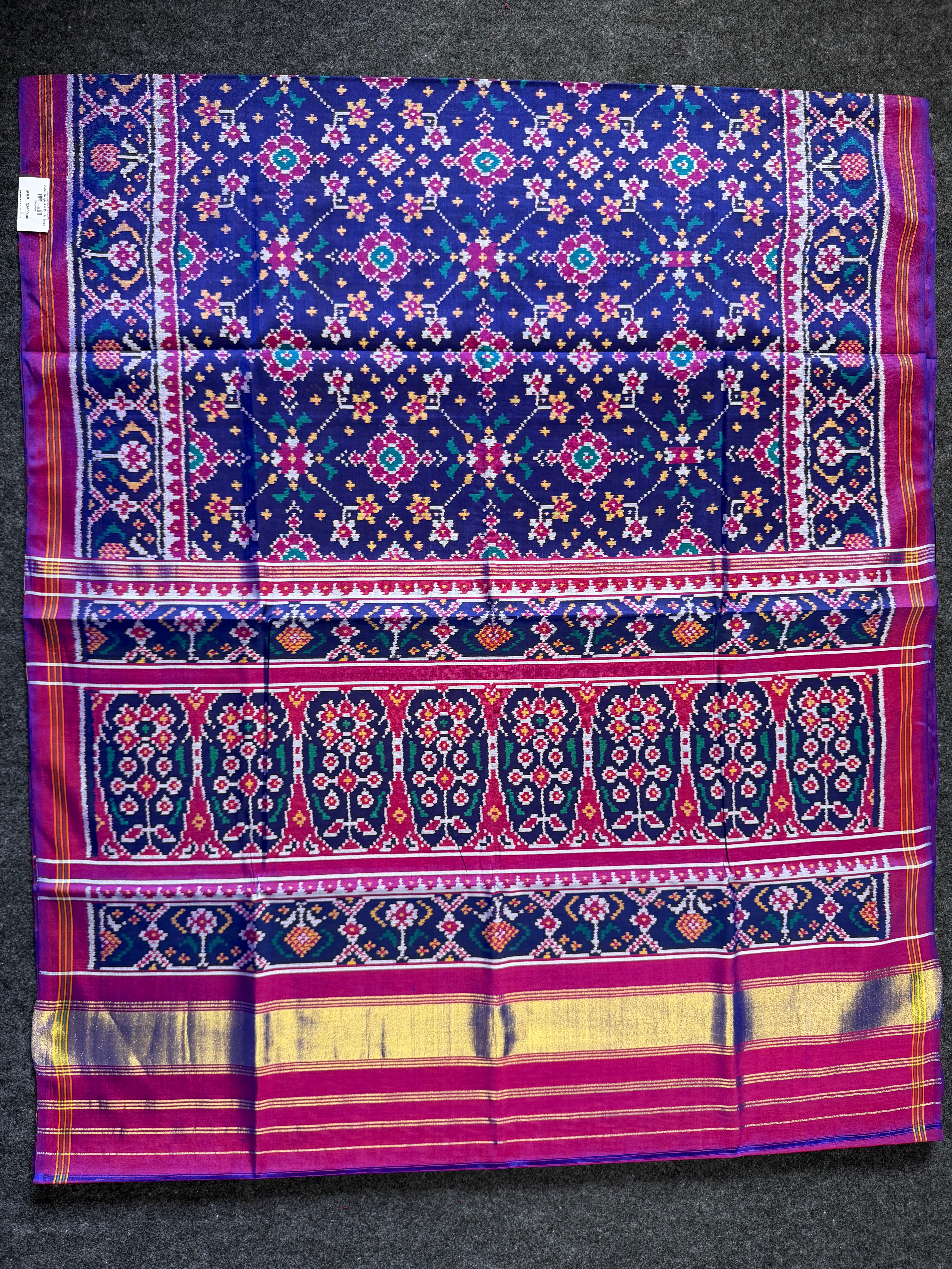 Navratna Traditional Design Handwoven Patola Silk Saree Secondary image