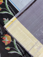 Brown Flower Design Handwoven Patola Silk Saree