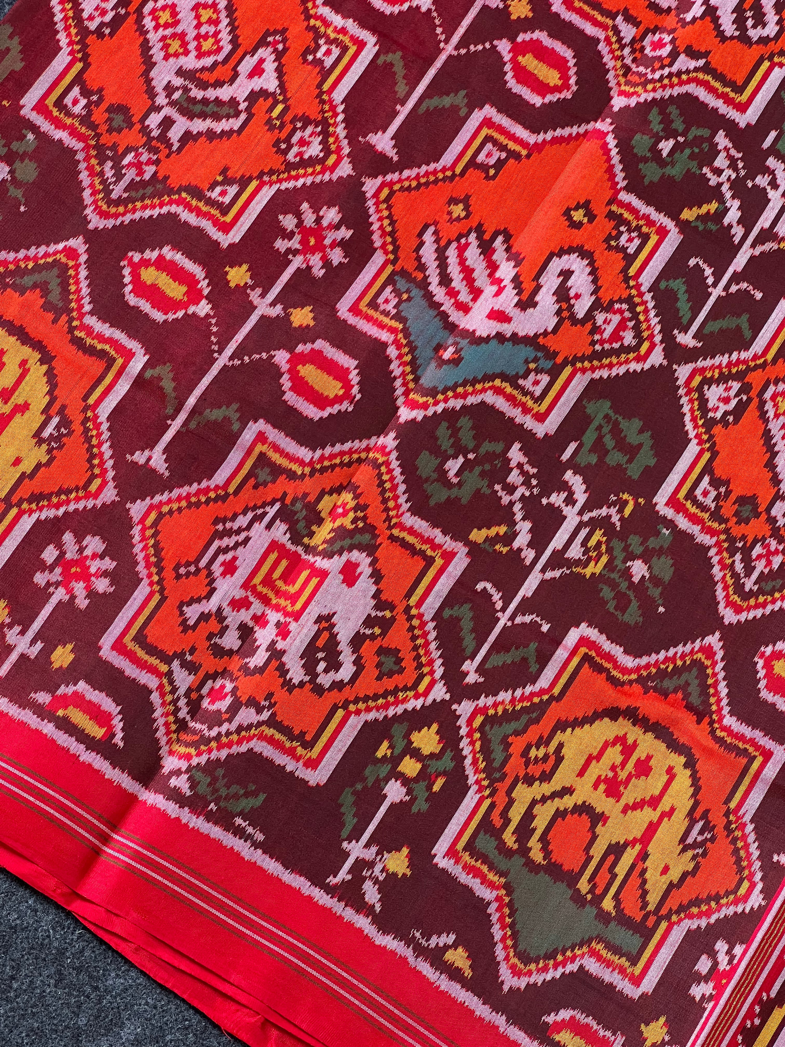Orange Exclusive Design Handwoven Patola Silk Saree