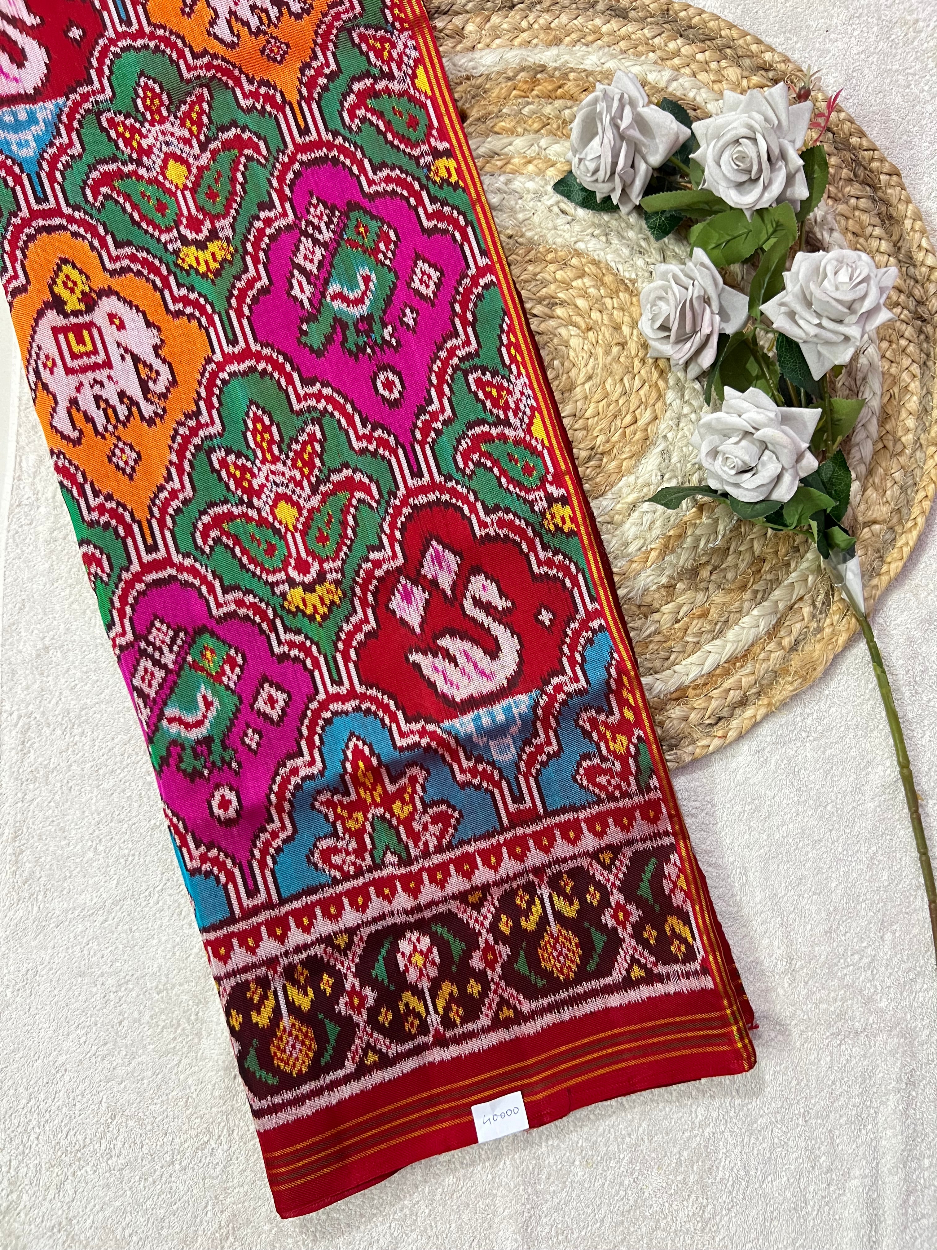 Twill Weaving Handwoven Patola Silk Saree