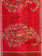 Red-Green Fancy Design Handwoven Patola Silk Saree