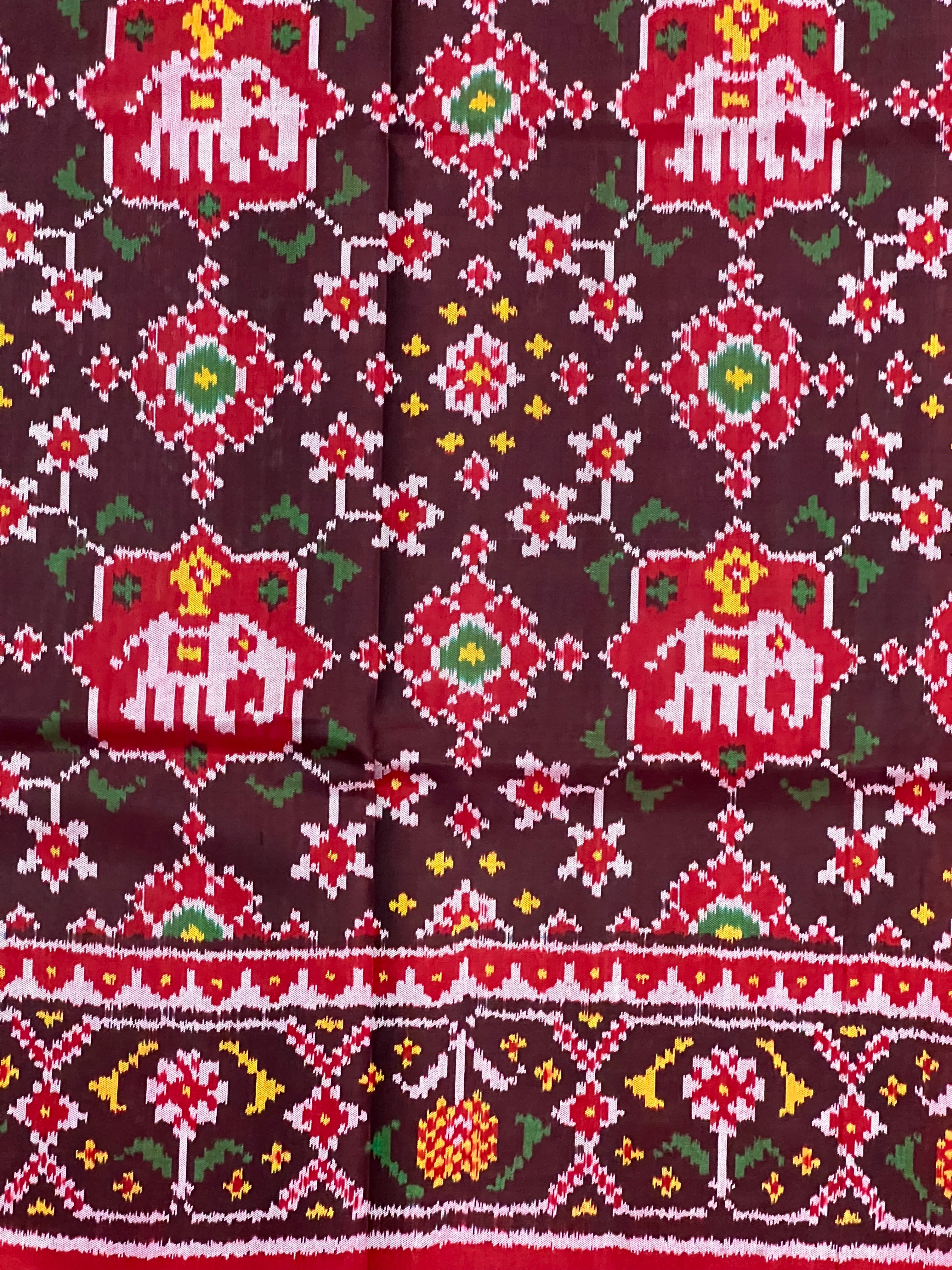 Elephant Design Handwoven Patola Silk Saree