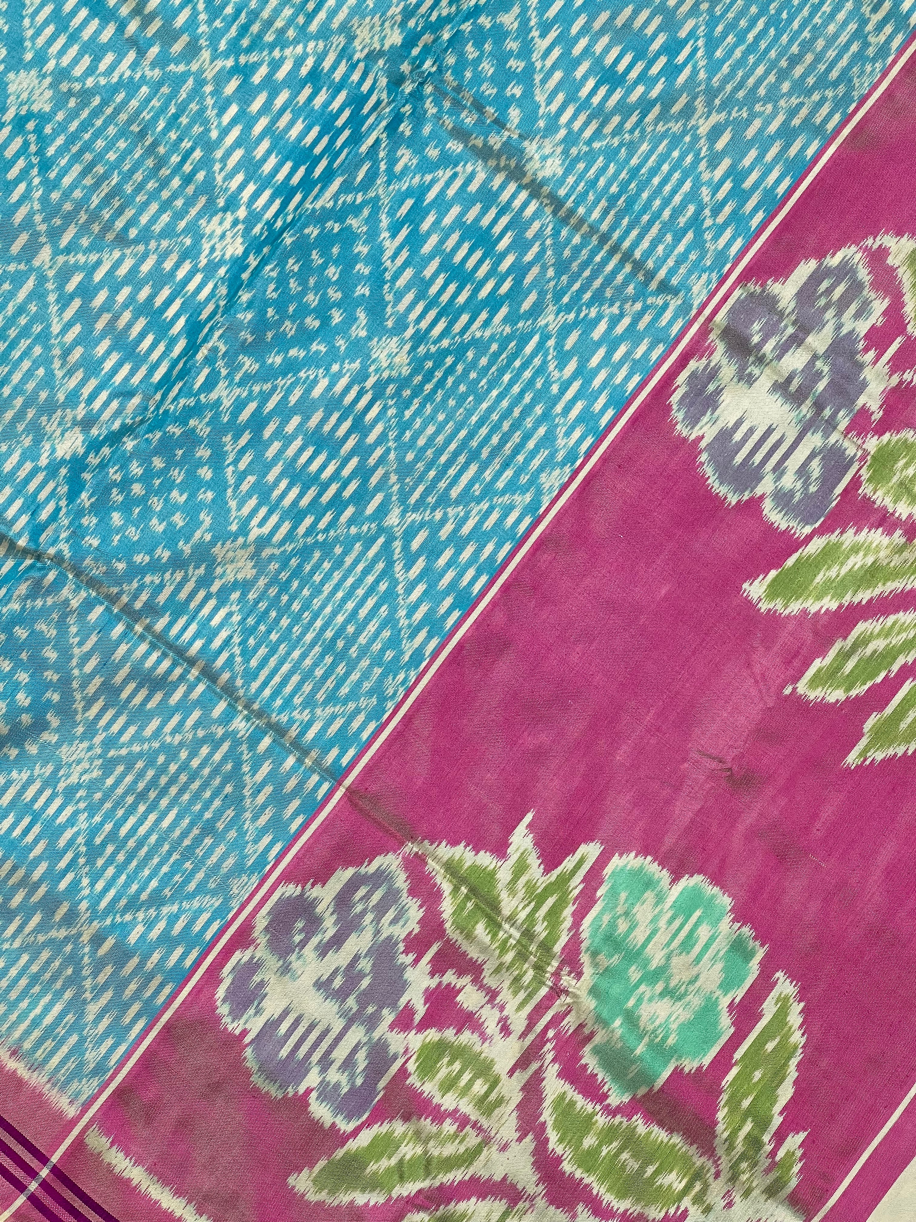 Sky Blue With Exclusive Pallu Design Handwoven Patola Silk Saree