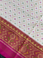 White Daliyabhat Traditional Design Handwoven Patola Silk Saree