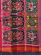 Big Cheetah And Elephant Design Handwoven Patola Silk Saree