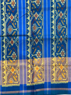 Blue Pan-Chanda Traditional Design Handwoven Patola Silk Saree