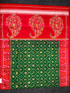 Red-Green Fancy Design Handwoven Patola Silk Saree