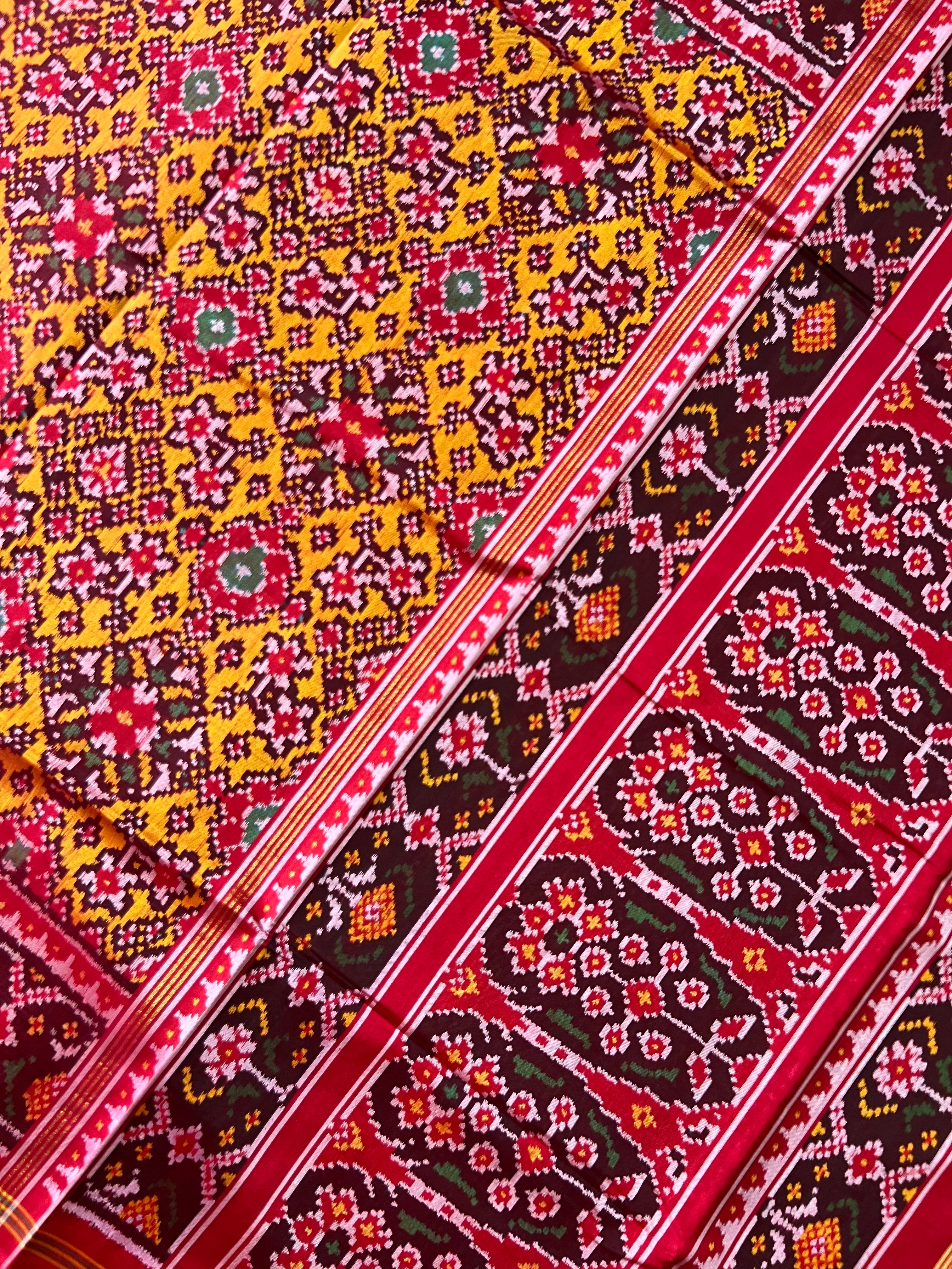 Navratna Traditional Handwoven Patola Silk Saree Secondary image