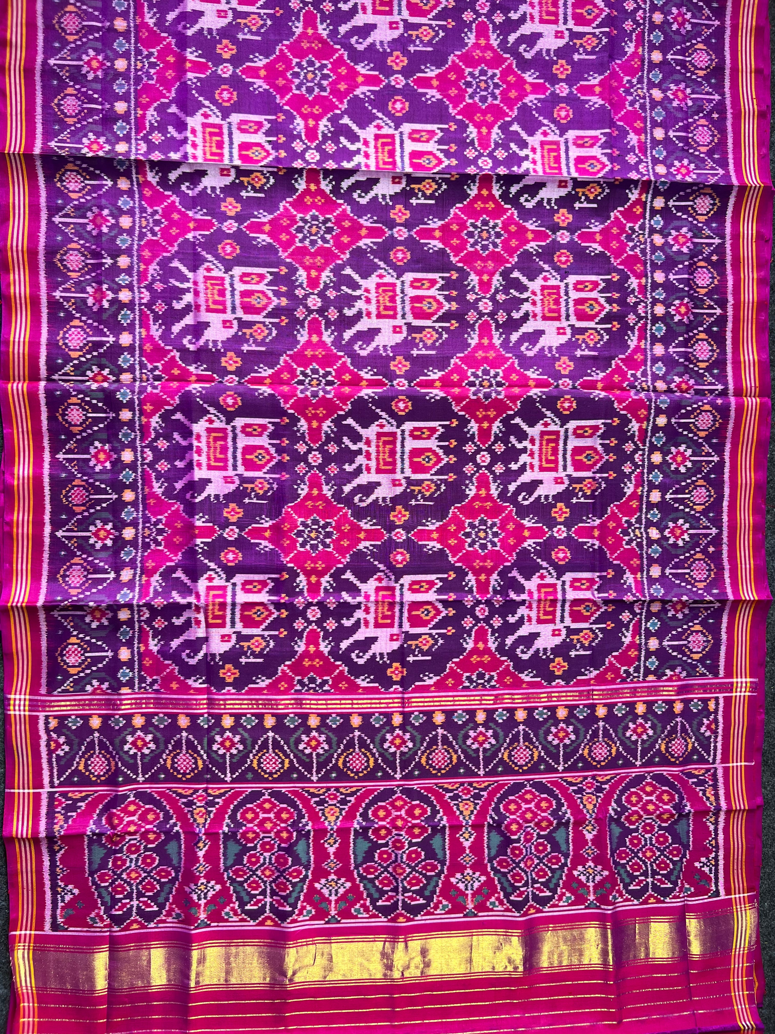 Elephant Design Handwoven Patola Silk Saree Secondary image