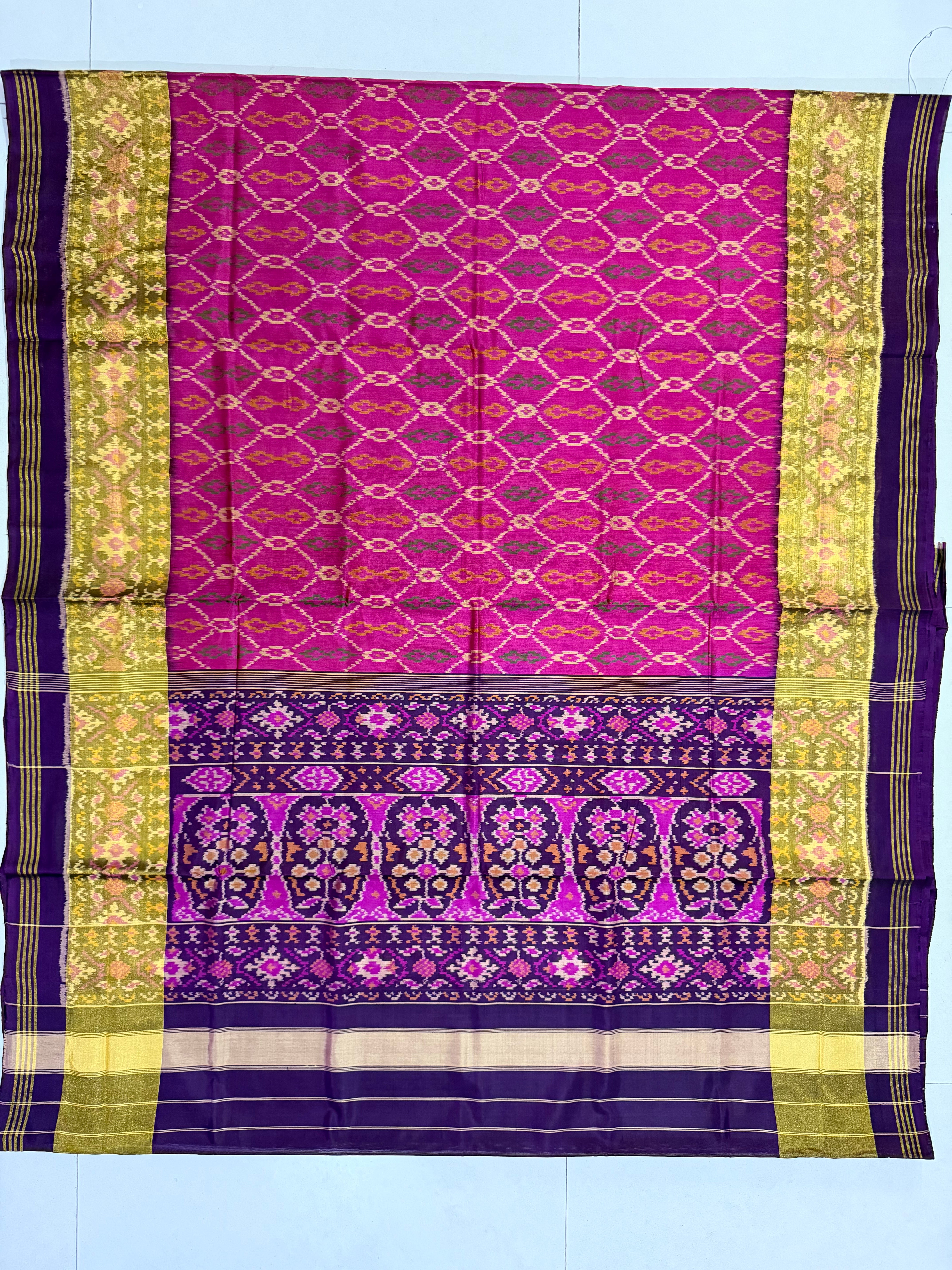 Fancy Design Handwoven Patola Silk Saree Secondary image
