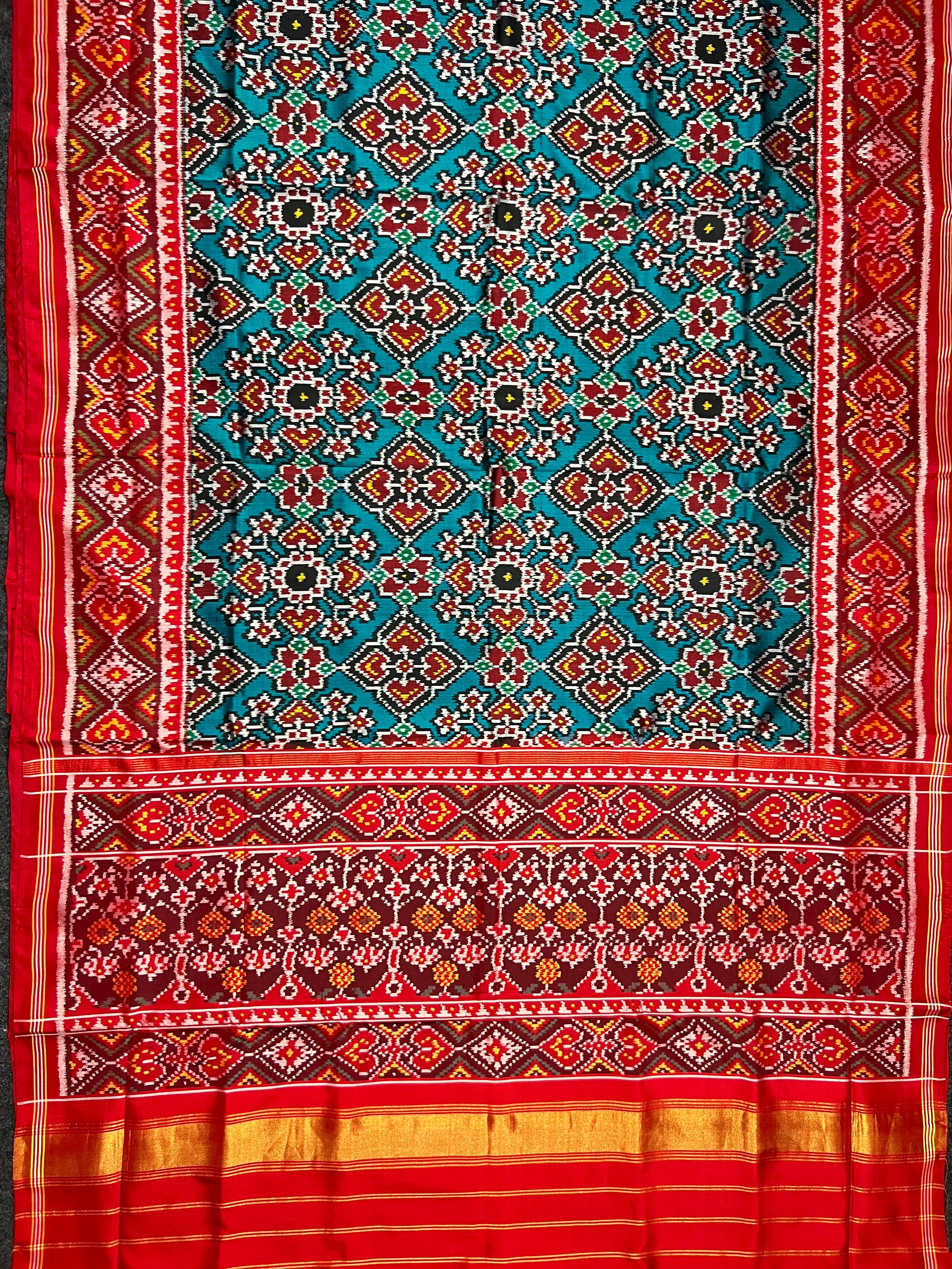 Navratna-Manekchowk Traditional Design Handwoven Patola Silk Saree