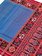 Blue Gala Border With Designer Blouse Handwoven Patola Silk Saree