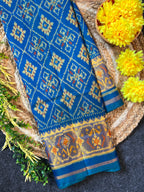 Blue Pan-Chanda Traditional Design Handwoven Patola Silk Saree