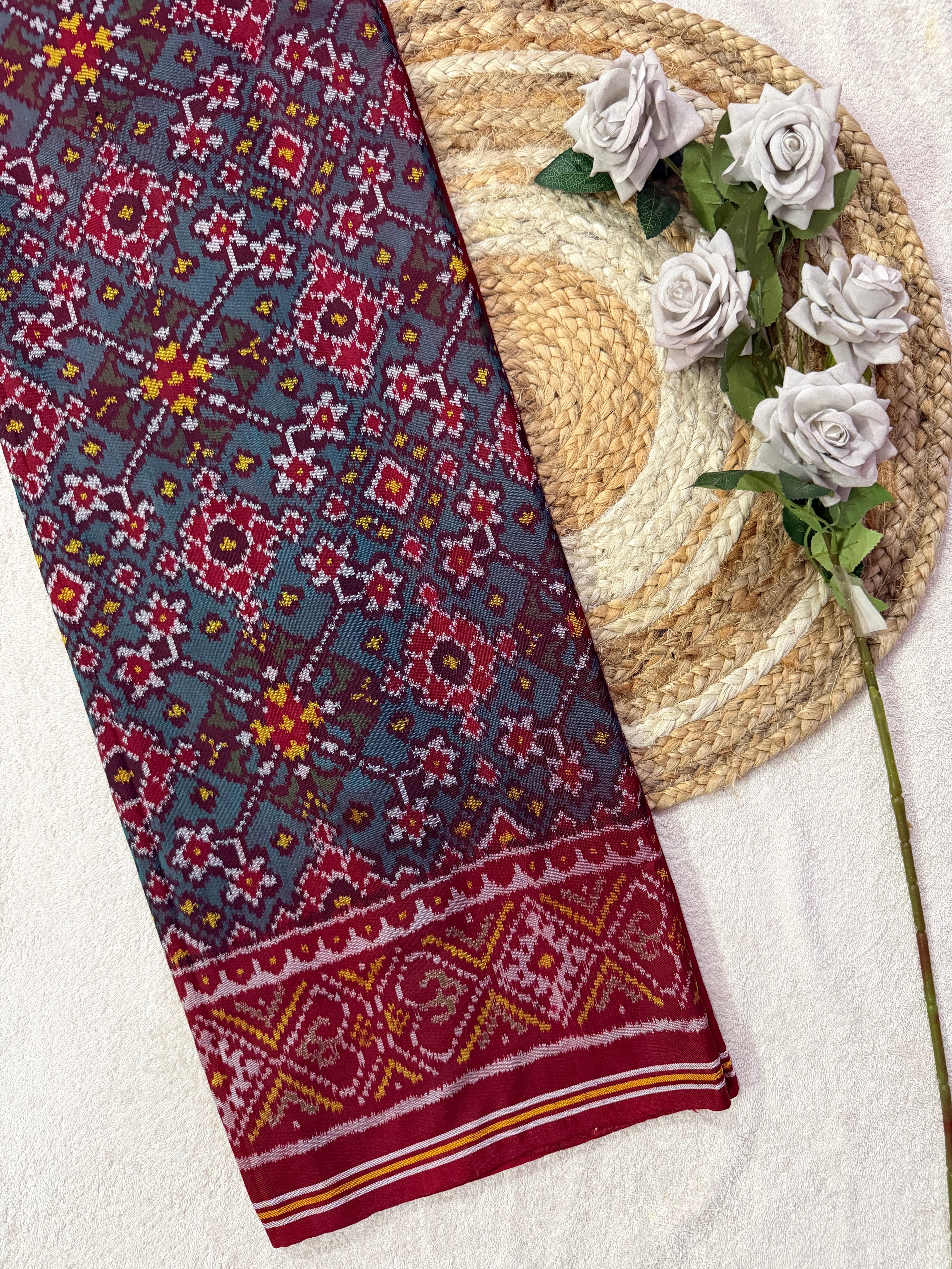 Shaded Navratna Traditional Design Handwoven Patola Silk Saree Main image