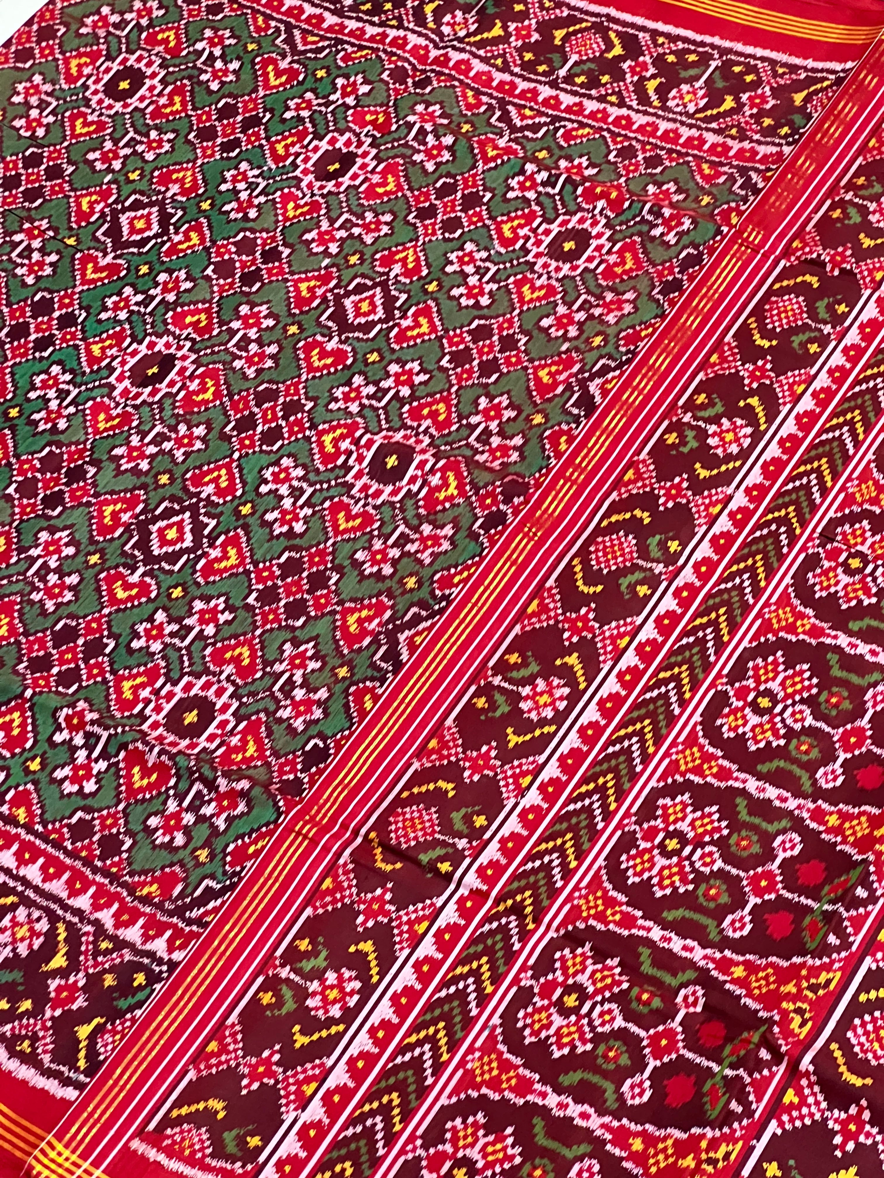 Navratna-Manekchowk Design Handwoven Patola Silk Saree