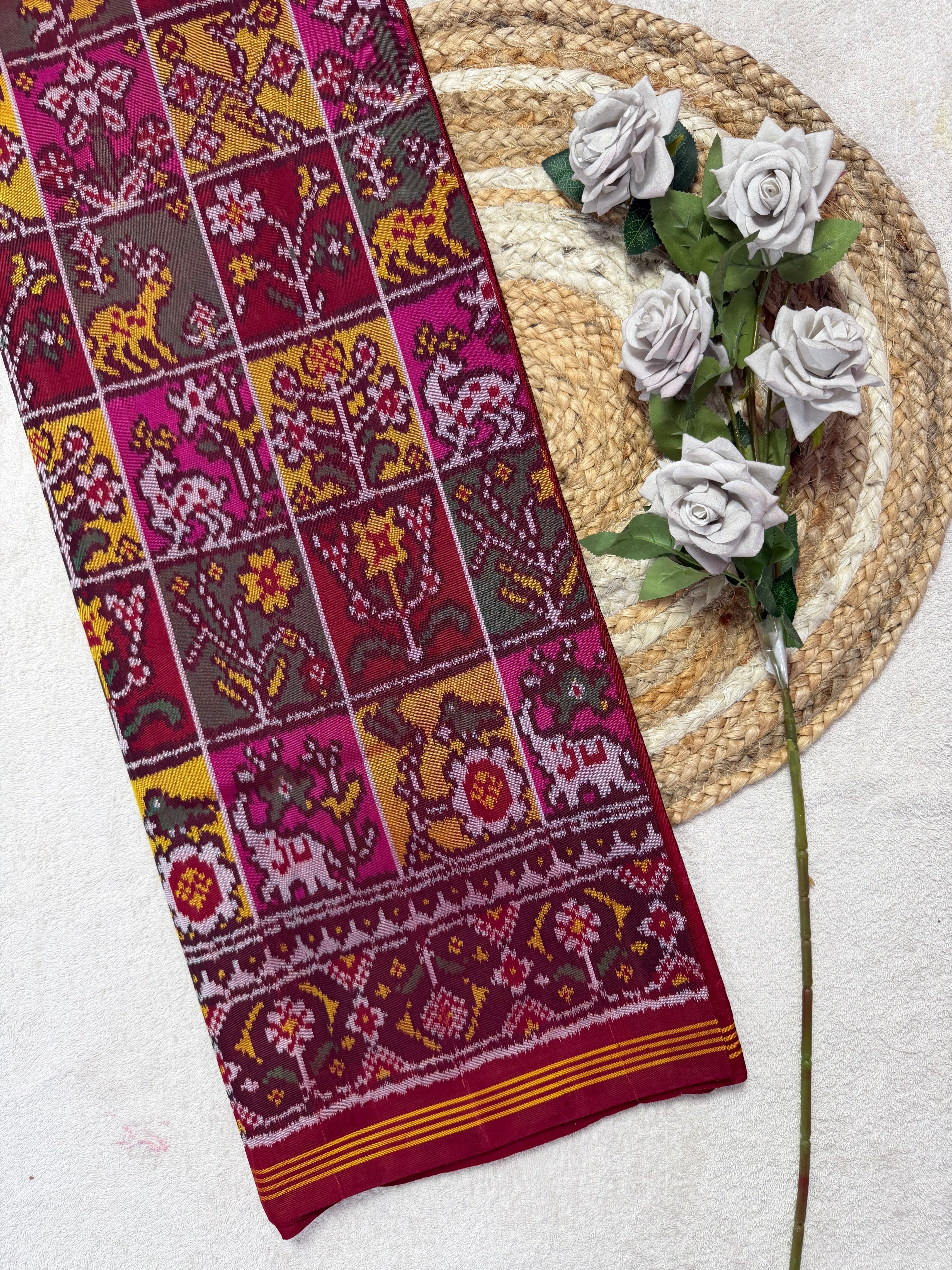 Multi Color Fancy Design Handwoven Patola Silk Saree Main image