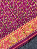 Buttonful Design Wine Color Handwoven Patola Silk Saree