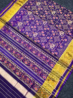 Dark Purple Fusion Design Handwoven Patola Silk Saree