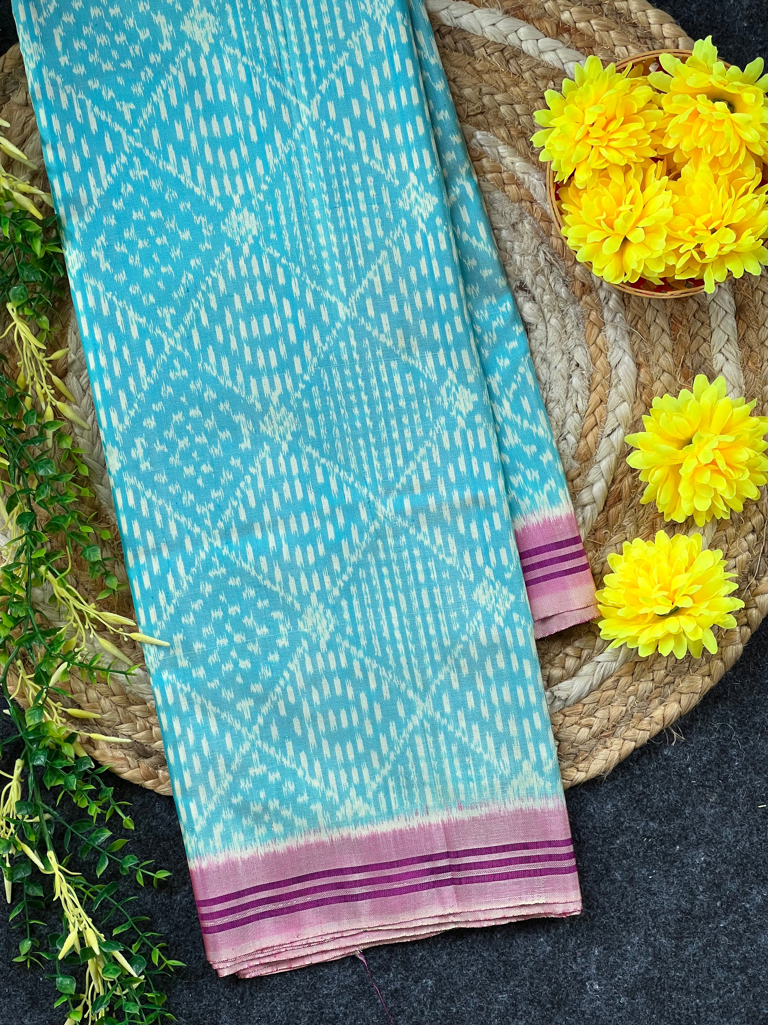 Sky Blue With Exclusive Pallu Design Handwoven Patola Silk Saree Main image